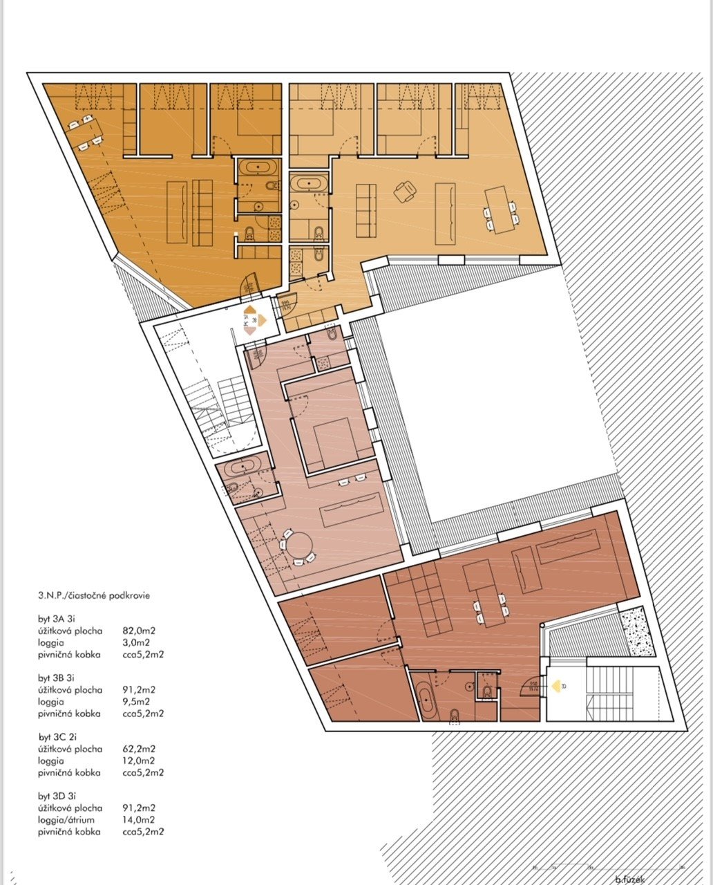Pôdorys 3. nadzemného podlažia